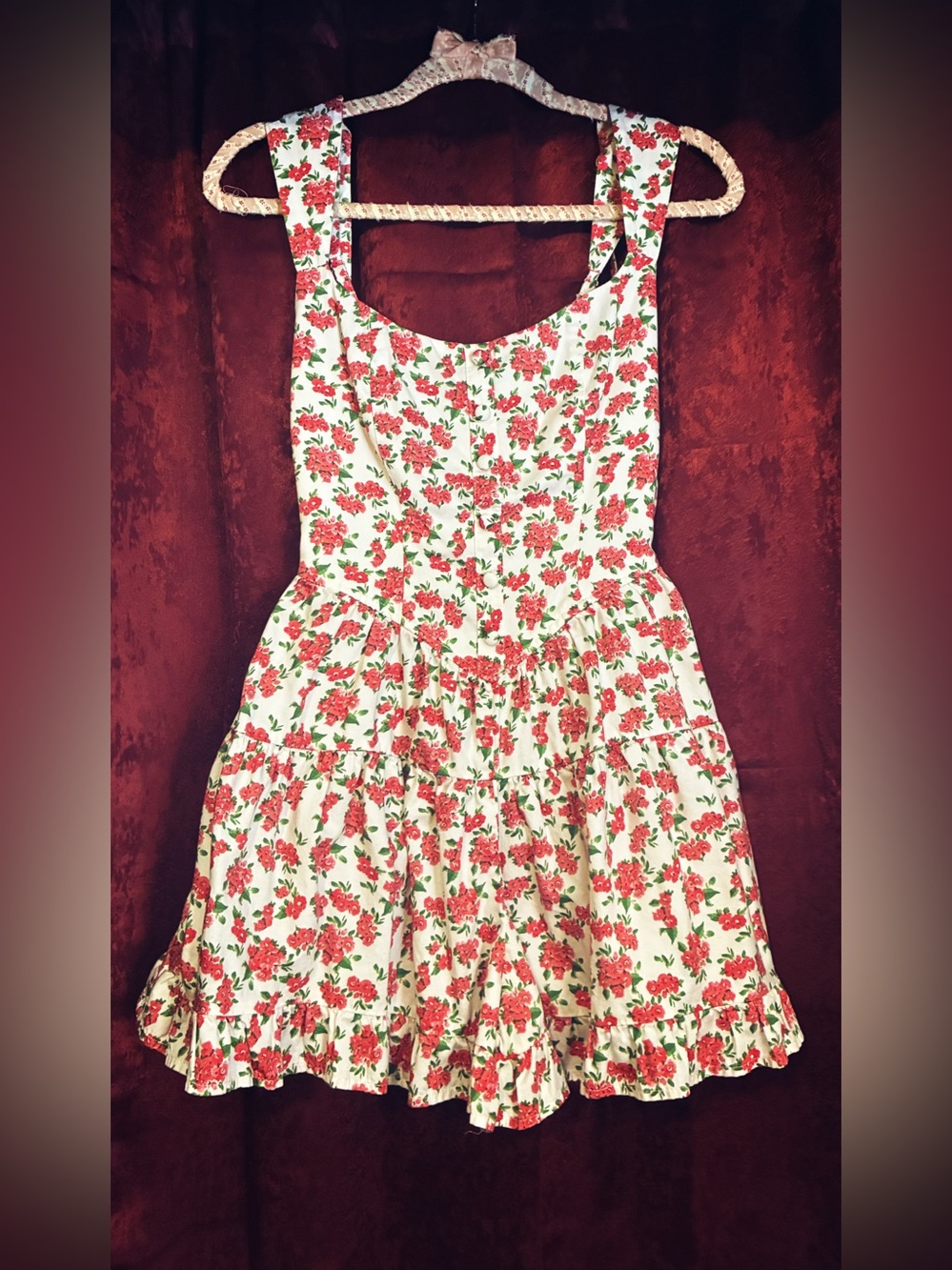 White Dress Pink Flowers